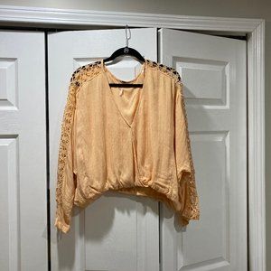 Free People Peach long-sleeve blouse size S